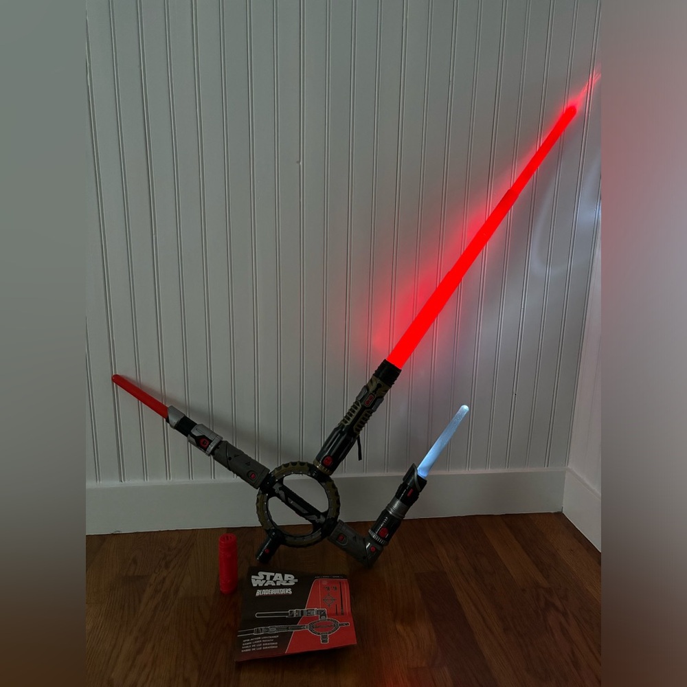 Star Wars Hasbro Bladebuilders Spin Action Lightsaber w Attachments 6 Parts Work - Picture 2 of 16